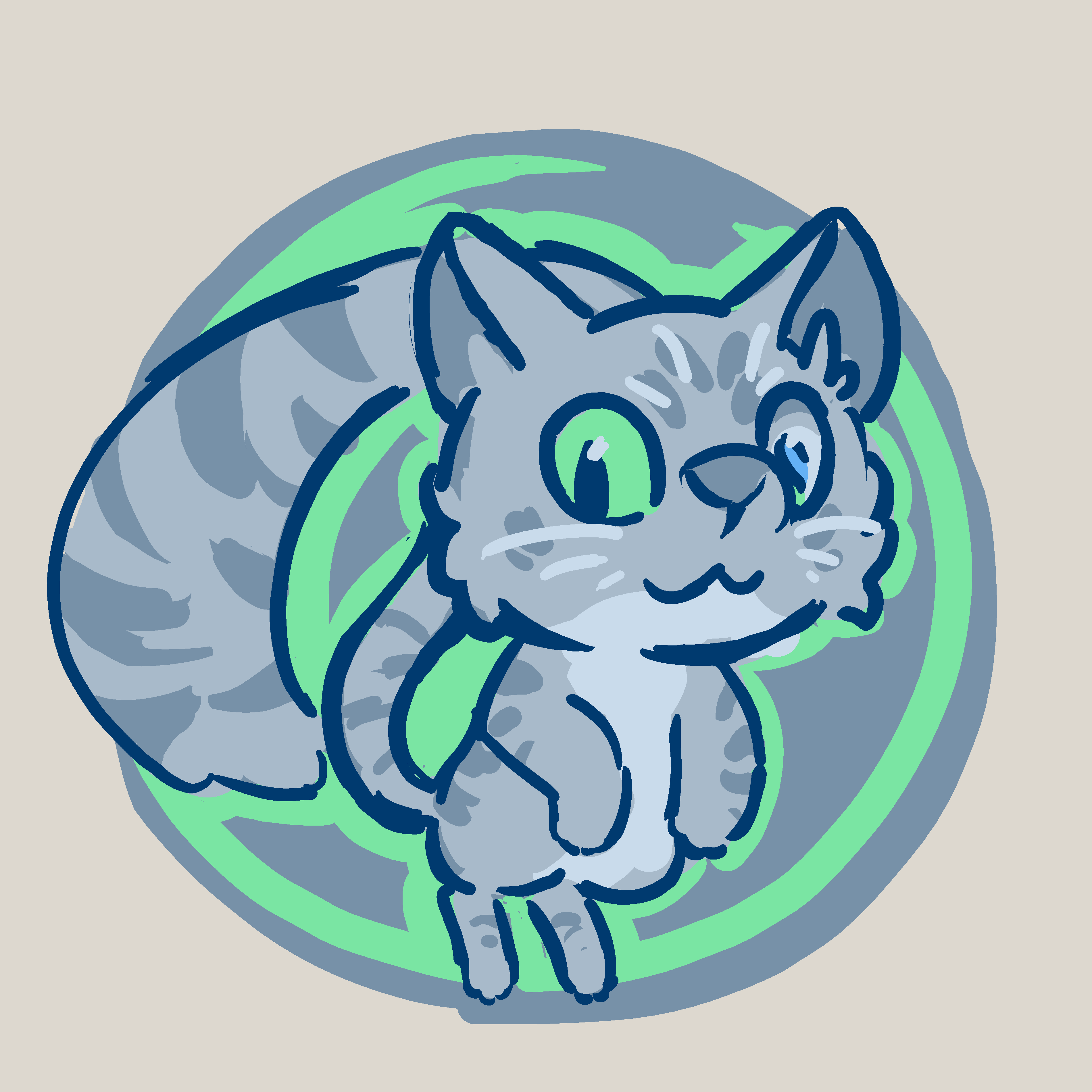 A redraw of the coin below, which features the Pokémon Mew with a big wide cartoon head, but it's Trinket instead.  The head isn't quite *as* big and it could be seen as a close-up perspective of it sniffing the camera instead.