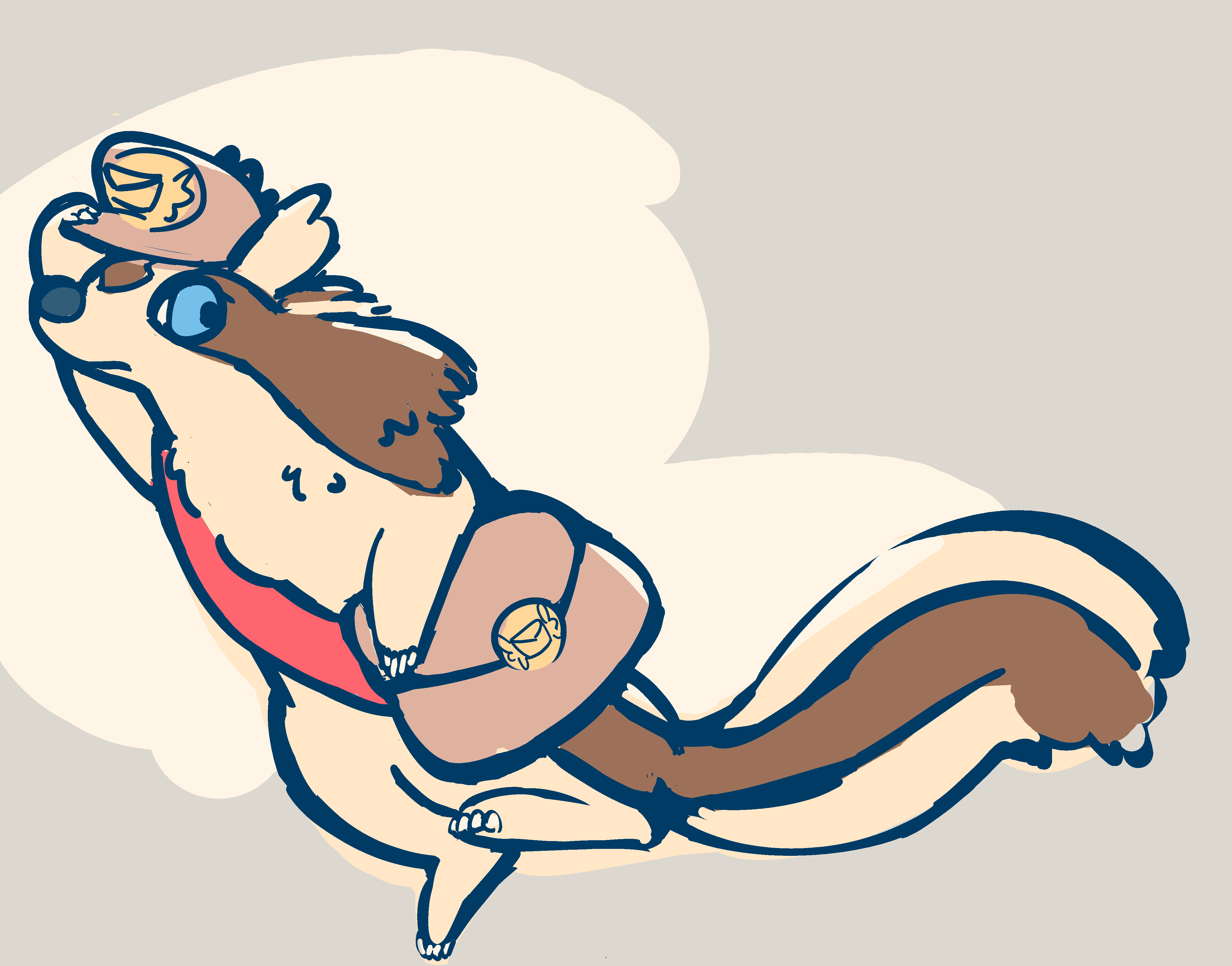 A scruffy Linoone with big, startled-looking blue eyes, wearing a beige mailman cap with a winged envelope emblem on it and carrying a matching messenger bag.