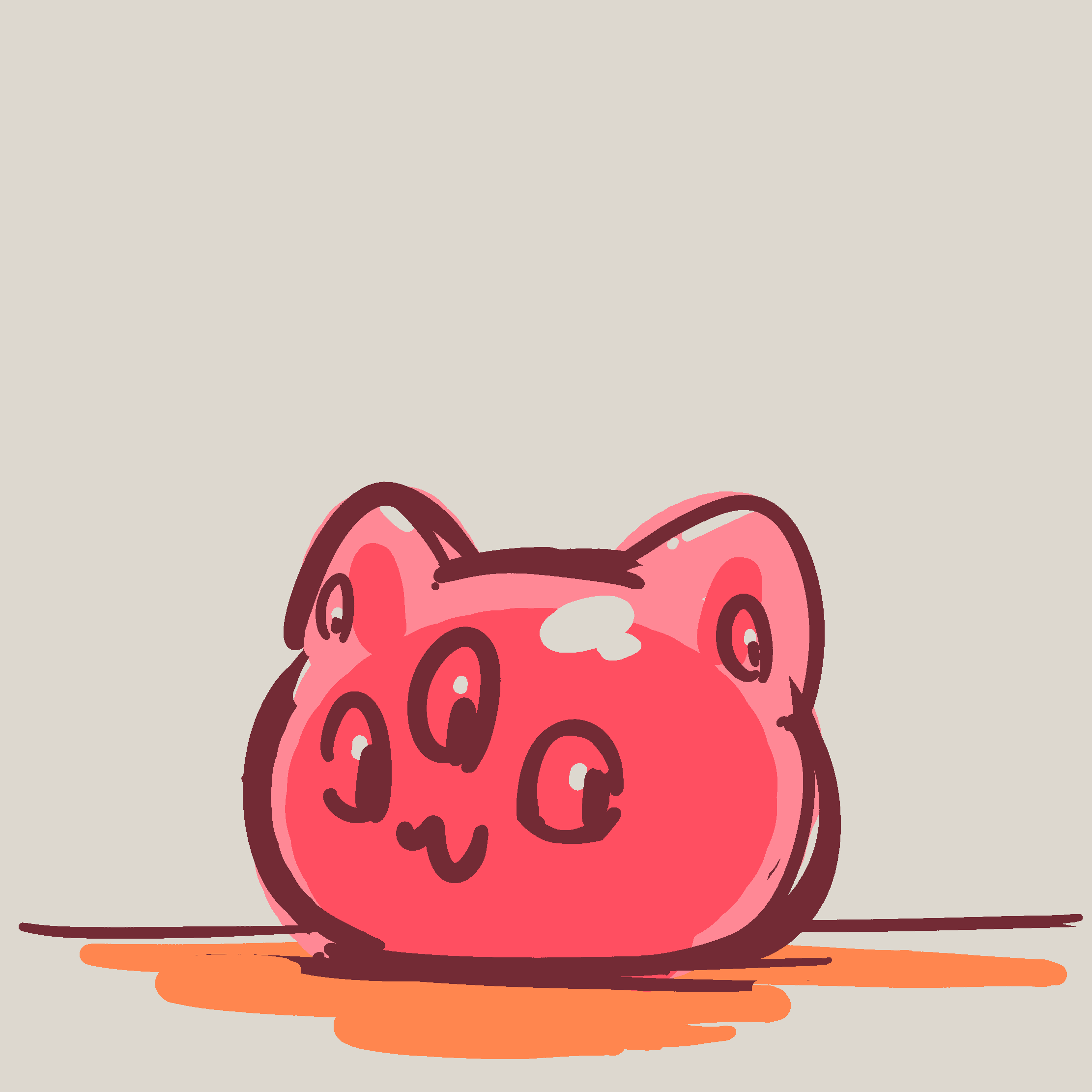 Vinnie as a little RPG slime enemy, just a pink jelly orb with a face.